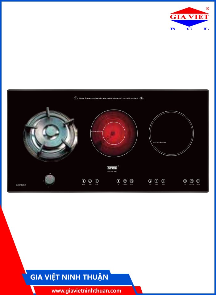Bếp 1 gas + 1 điện + 1 từ G-323 GET