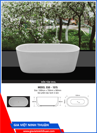 Bồn tắm Oval EUO 1575